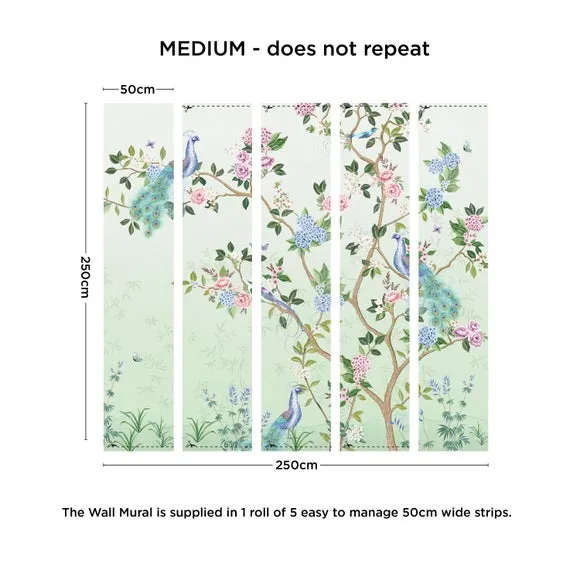 Love Birds Wall Mural - Green, Non-Woven