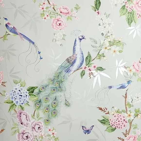 Love Birds Wallpaper - Green, Non-Woven