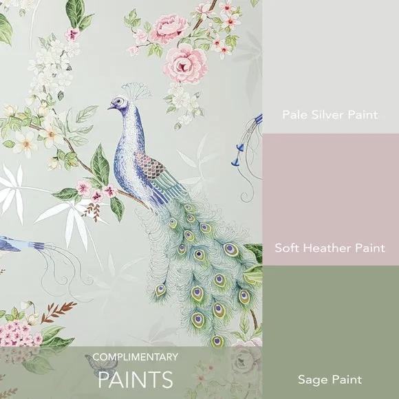 Love Birds Wallpaper - Green, Non-Woven