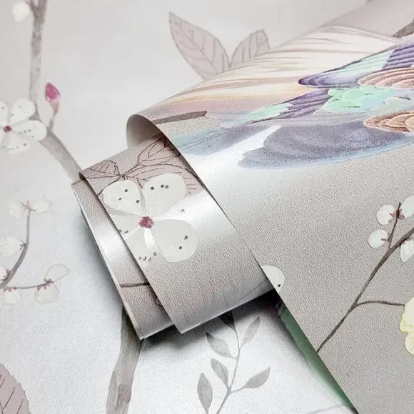 Maiya Wallpaper Bird & Floral - Grey