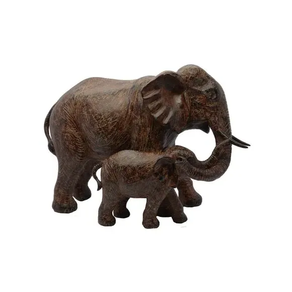 Mother & Baby Elephant Ornament - Brown, Resin image
