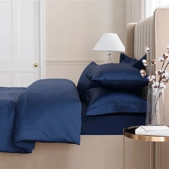 Oxford Pillowcase 300 Thread Count - Navy, Cotton