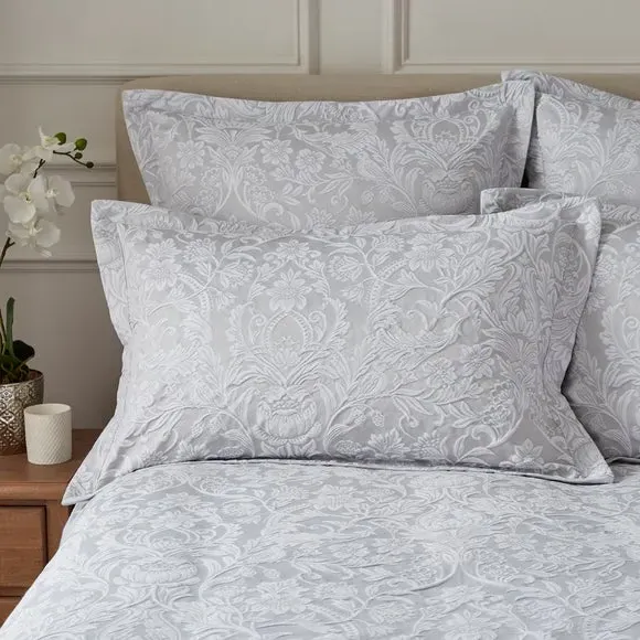 Oxford Pillowcase Pair - Grey, Jacquard image