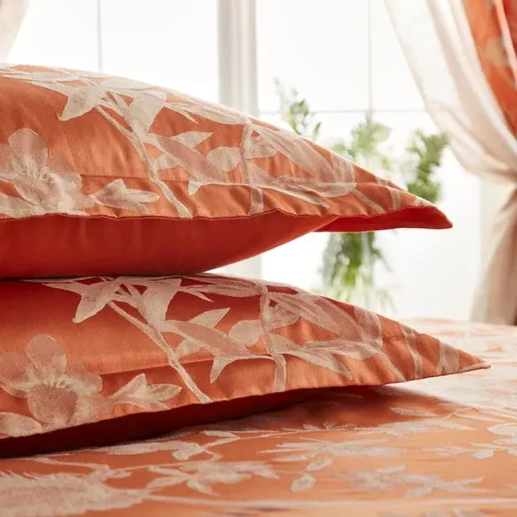 Oxford Pillowcase Pair - Orange, Jacquard
