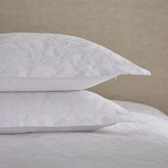 Oxford Pillowcase Pair - White, Jacquard