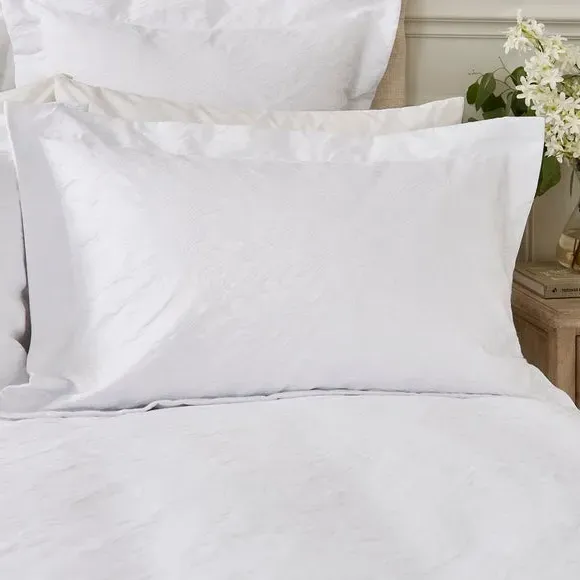 Oxford Pillowcase Pair - White, Jacquard image