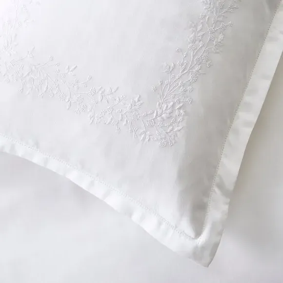 Oxford Pillowcase Pair with Embroidery - White, Cotton