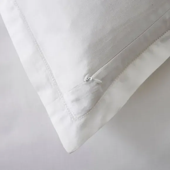 Oxford Pillowcase Pair with Embroidery - White, Cotton