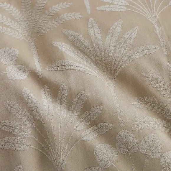 Palms Duvet Cover Set with Piping - Cream