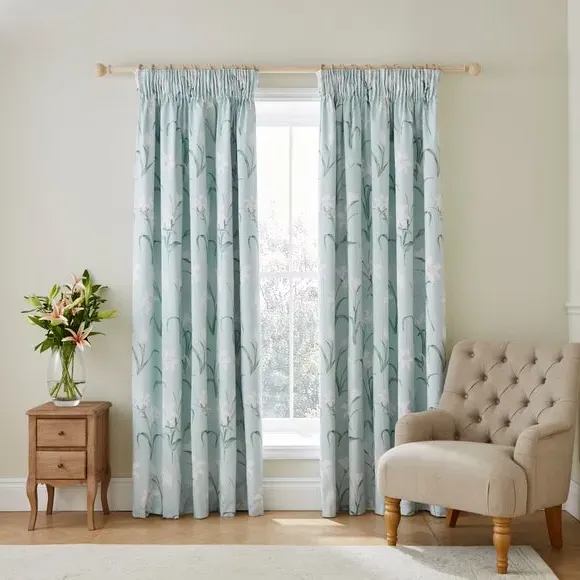 Pencil Pleat Blackout Curtains - Seafoam, Cotton
