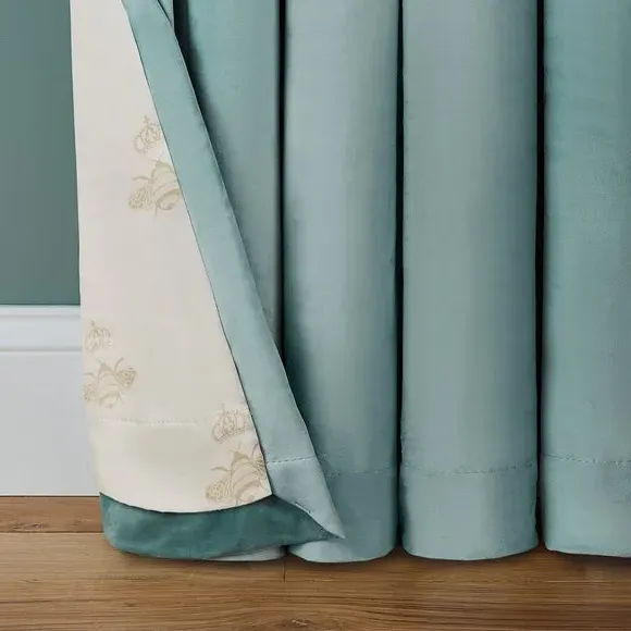 Pencil Pleat Blackout Curtains - Seafoam, Velvet