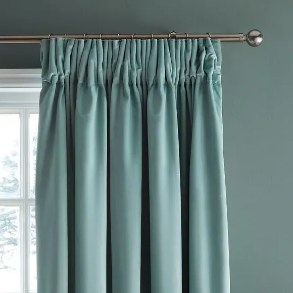 Pencil Pleat Blackout Curtains - Seafoam, Velvet image