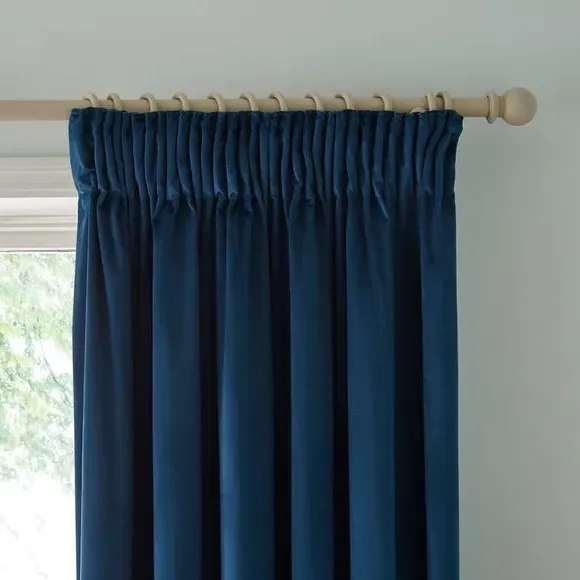 Pencil Pleat Blackout Curtains - Teal, Velvet