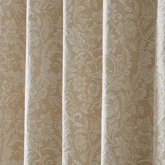 Pencil Pleat Curtains with Damask - Gold, Chenille