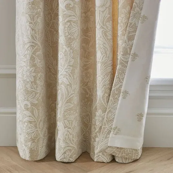 Pencil Pleat Curtains with Damask - Gold, Chenille