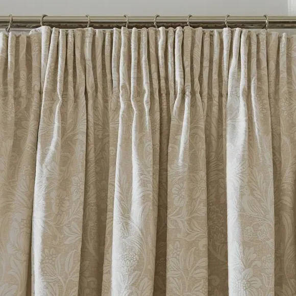 Pencil Pleat Curtains with Damask - Gold, Chenille