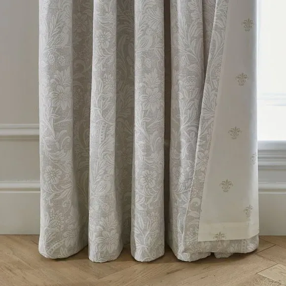 Pencil Pleat Curtains with Damask - Grey, Chenille