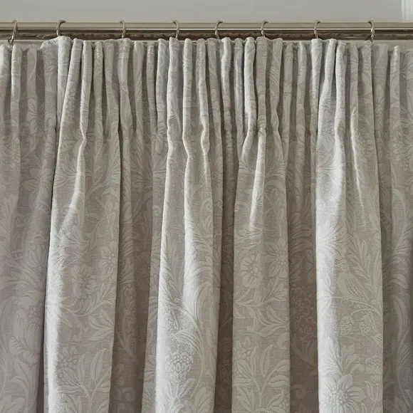 Pencil Pleat Curtains with Damask - Grey, Chenille