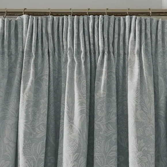 Pencil Pleat Curtains with Damask - Mineral, Chenille