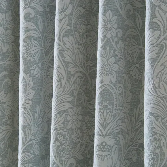 Pencil Pleat Curtains with Damask - Mineral, Chenille