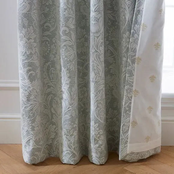 Pencil Pleat Curtains with Damask - Mineral, Chenille