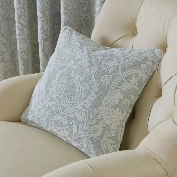 Pencil Pleat Curtains with Damask - Mineral, Chenille