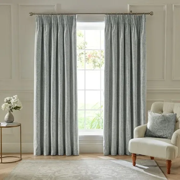 Pencil Pleat Curtains with Damask - Mineral, Chenille image
