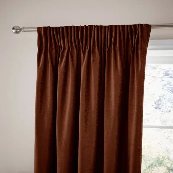 Pencil Pleat Curtains with Lining - Cognac
