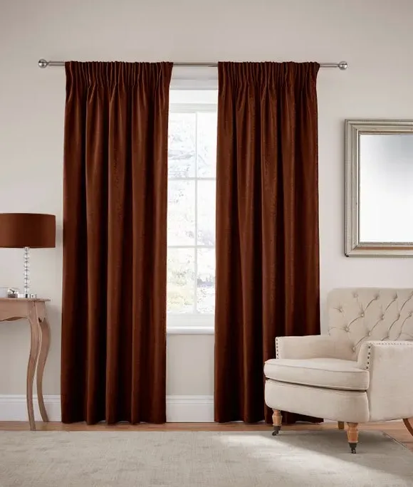 Pencil Pleat Curtains with Lining - Cognac