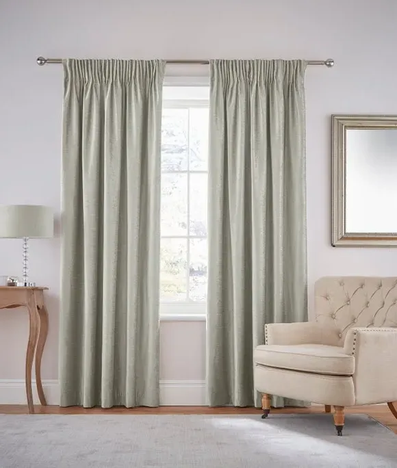 Pencil Pleat Curtains with Lining - Duck Egg