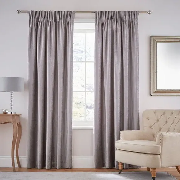 Pencil Pleat Curtains with Lining - Grey