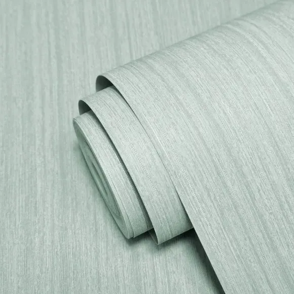 Plain Textured Wallpaper - Grey Green