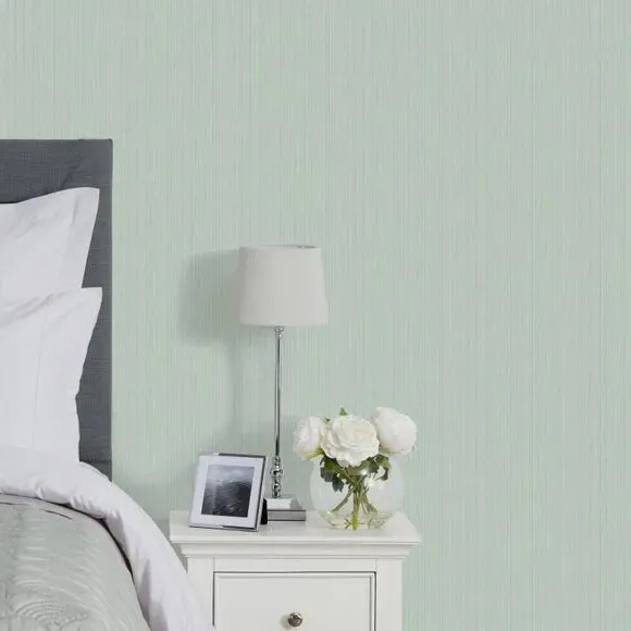 Plain Textured Wallpaper - Grey Green