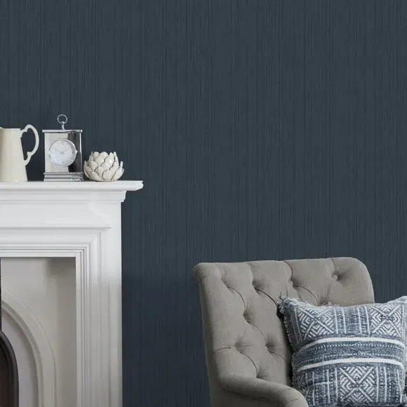 Plain Textured Wallpaper - Indigo