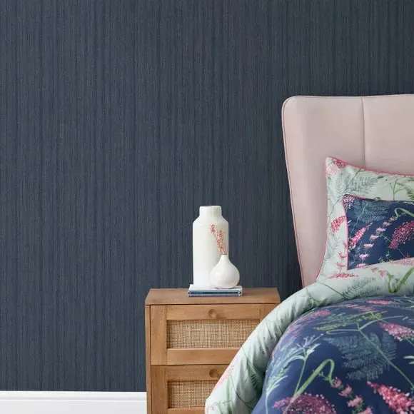 Plain Textured Wallpaper - Indigo