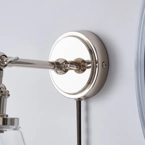 Plug In Wall Light - Chrome, Glass