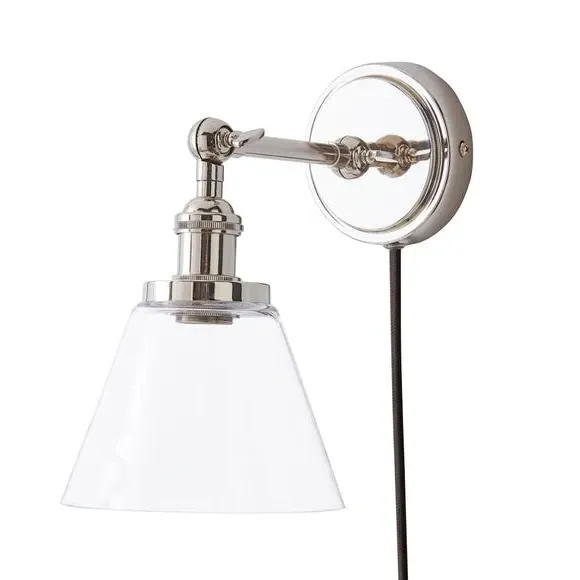 Plug In Wall Light - Chrome, Glass