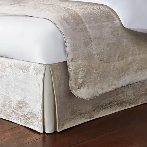 Bed Valance with Jacquard Effect - Gold, Cotton