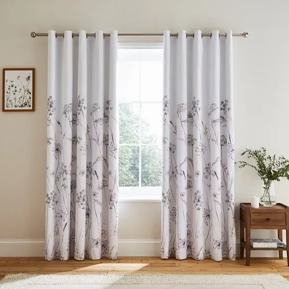 Blackout Eyelet Curtains Floral - Mauve