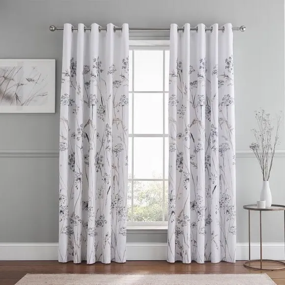 Blackout Eyelet Curtains Floral - Natural