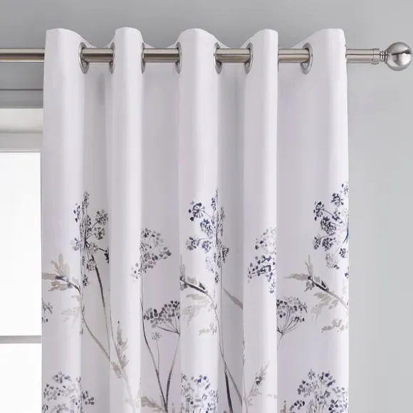 Blackout Eyelet Curtains Floral - Natural