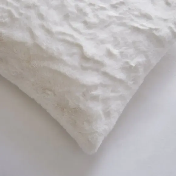 Continental Cushion with Zip - White, Faux Fur