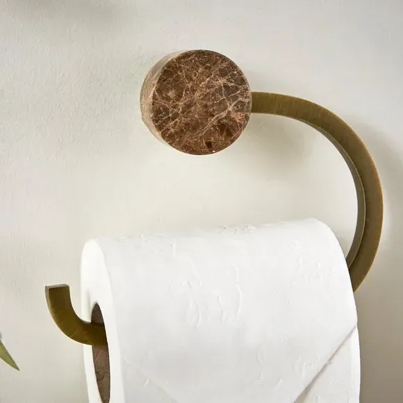 Toilet Roll Holder - Brass, Marble