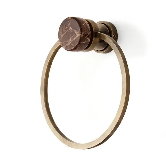 Towel Ring with Marble Base - Brass
