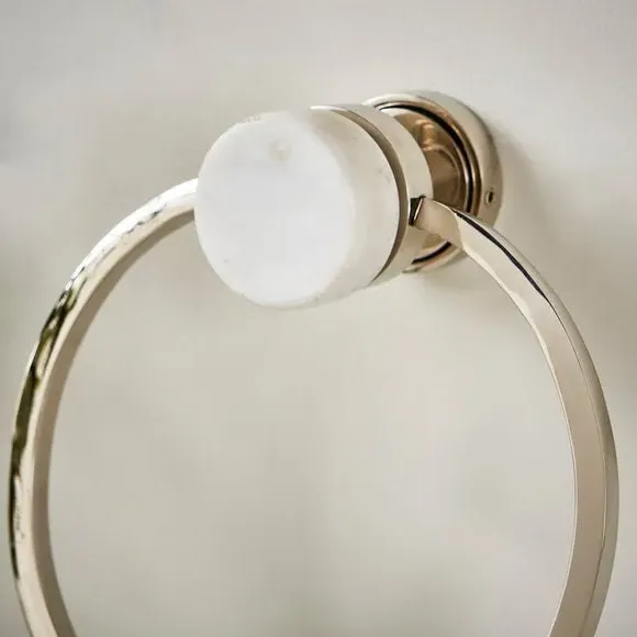 Towel Ring with Marble Base - Chrome