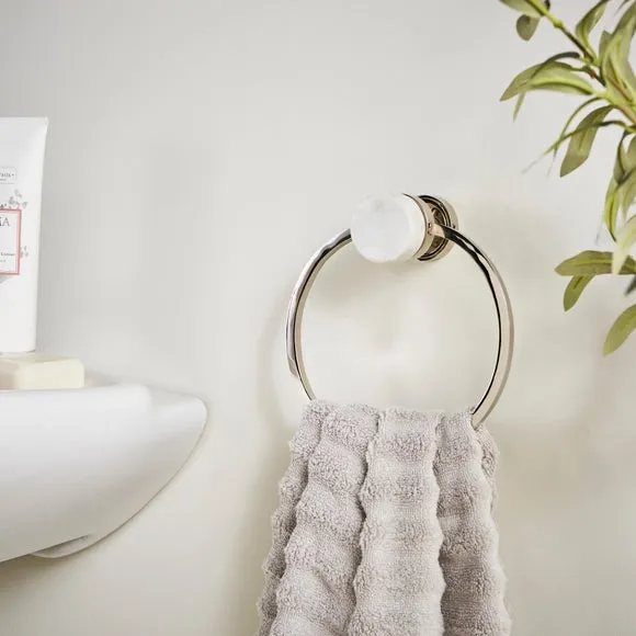 Towel Ring with Marble Base - Chrome