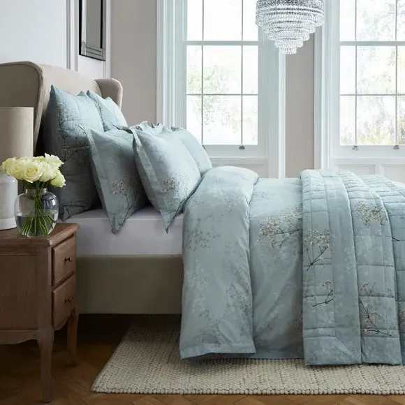 Quilted Bedspread - Mineral, Cotton Sateen