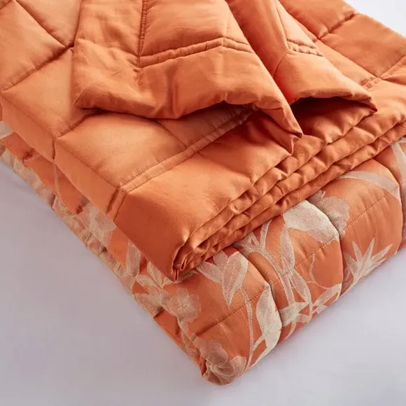 Quilted Bedspread Oriental Design - Orange, Jacquard