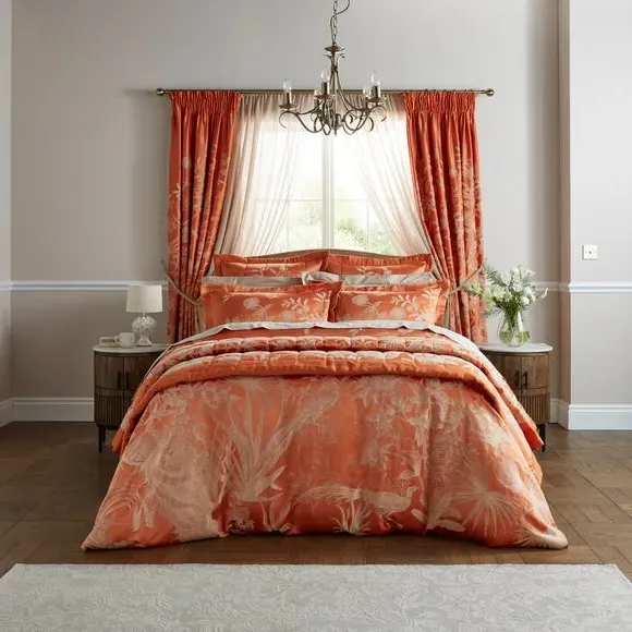 Quilted Bedspread Oriental Design - Orange, Jacquard image