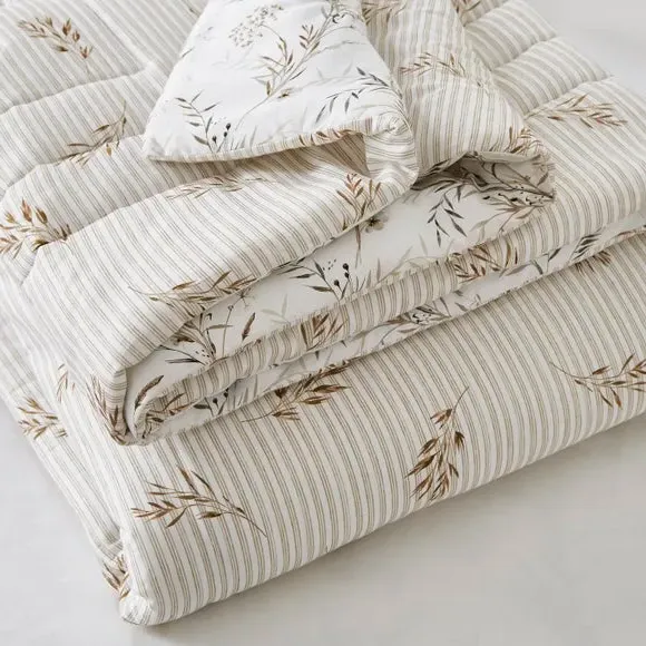 Quilted Bedspread Reversible - Natural, Cotton
